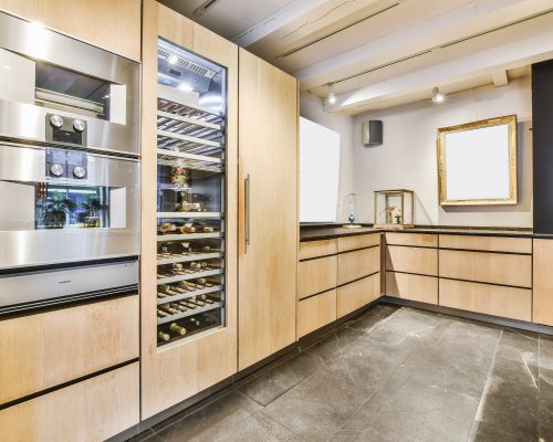 A bright luxury kitchen in an elegant house